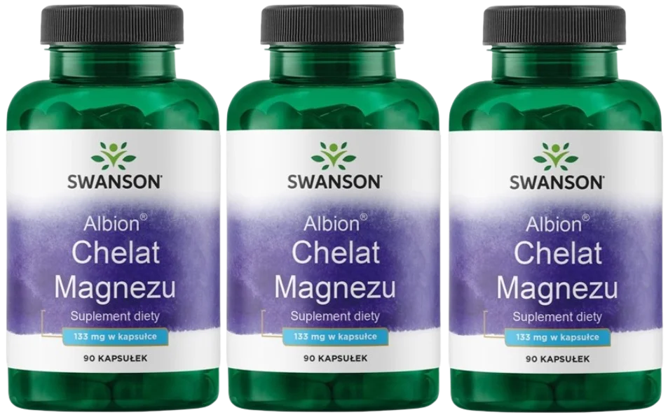 Магний Swanson Albion Chelated Magnesium 133 мг, диглицинат, 3 упаковки по 90 капсул