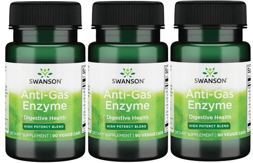Пищеварительные ферменты Swanson Anti-Gas Enzyme, протеаза и амилаза, 3 упаковки по 90 капсул