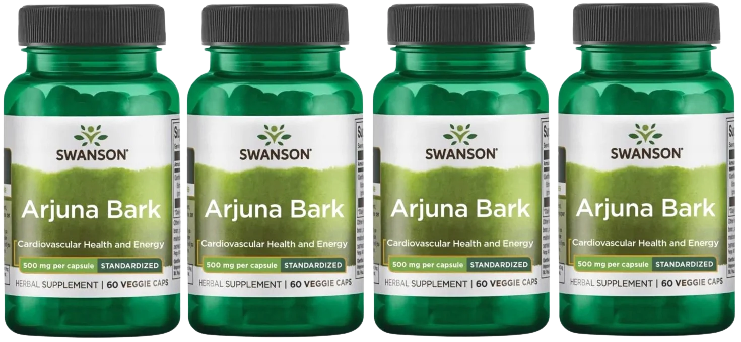 Арджуна Swanson Arjuna Bark 500 мг, экстракт коры, растительные капсулы, 4 упаковки по 60 капсул