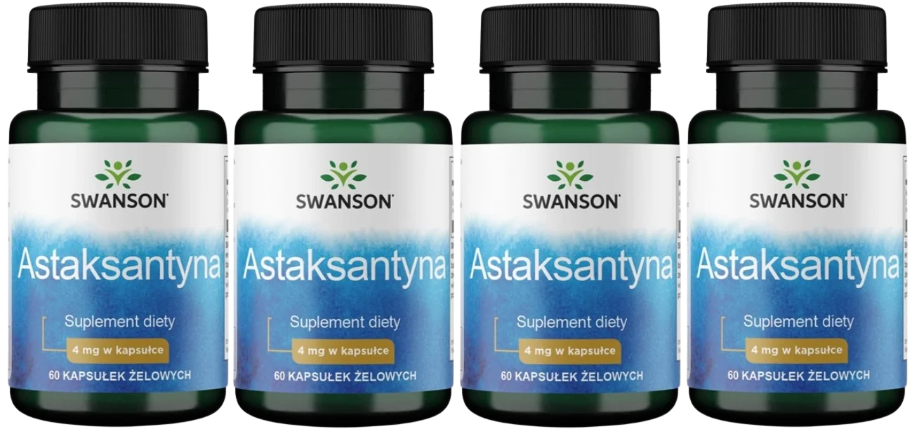 Астаксантин Swanson Astaxanthin 4 мг, антиоксидант, мягкие капсулы, 4 упаковки по 60 капсул