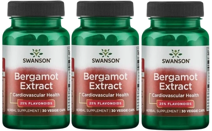 Экстракт бергамота Swanson Bergamot Extract, 25 % флавоноидов, для сосудов, 3 упаковки по 30 капсул