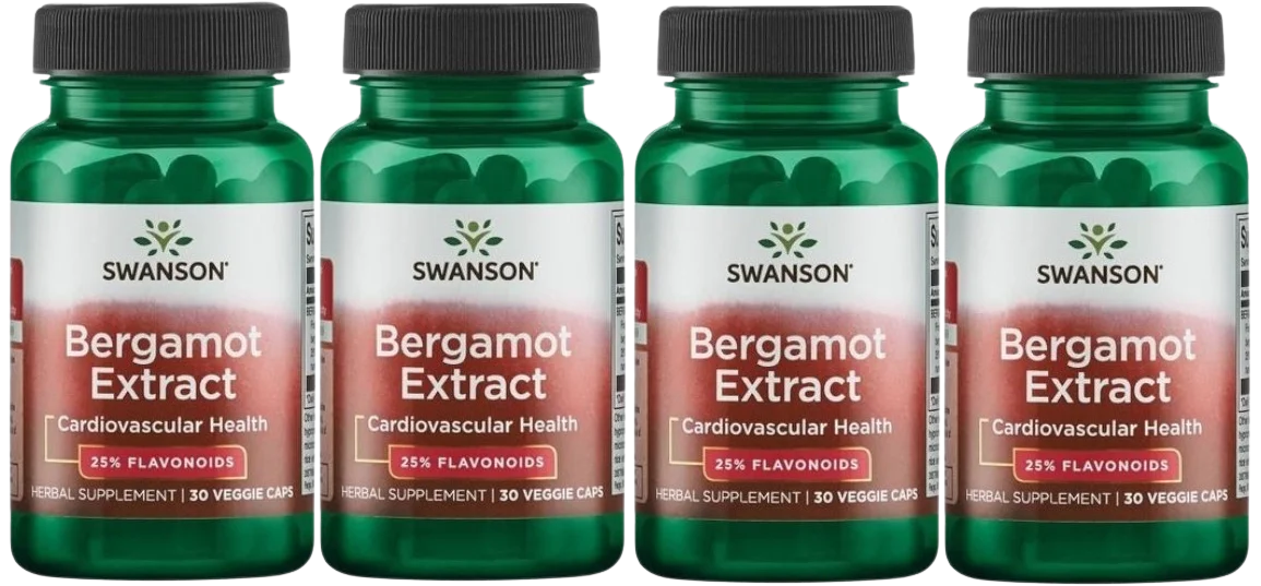 Экстракт бергамота Swanson Bergamot Extract, 25 % флавоноидов, для сосудов, 4 упаковки по 30 капсул