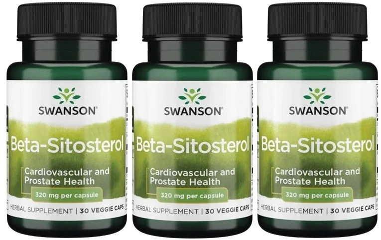 Бета-ситостерол Swanson Beta-Sitosterol 320 мг, с цинком и селеном, для простаты, 3 упаковки по 30 капсул