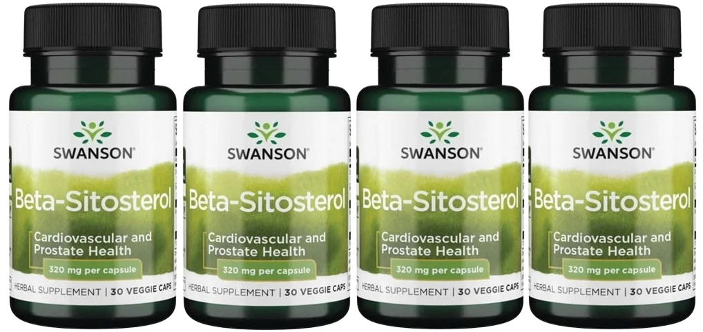 Бета-ситостерол Swanson Beta-Sitosterol 320 мг, для простаты, для мужчин, 4 упаковки по 30 капсул
