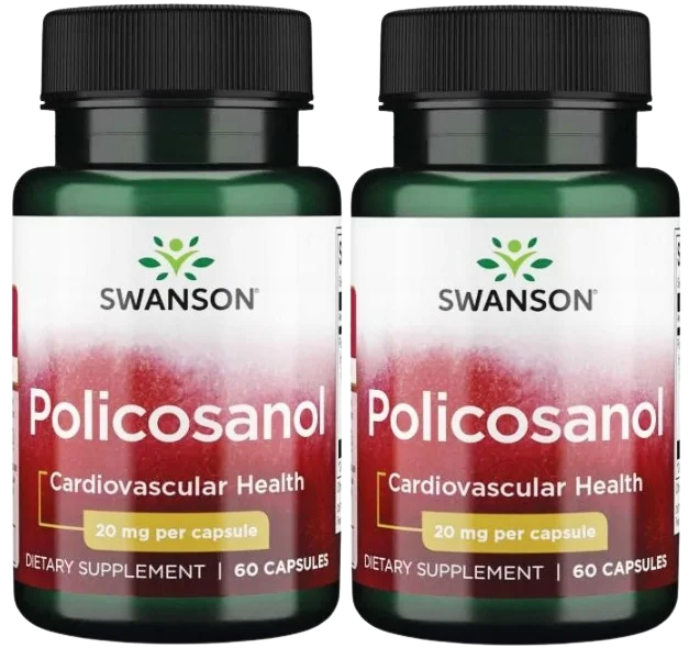 Поликозанол Swanson BioCosanol, 20 мг, 2 упаковки по 60 капсул