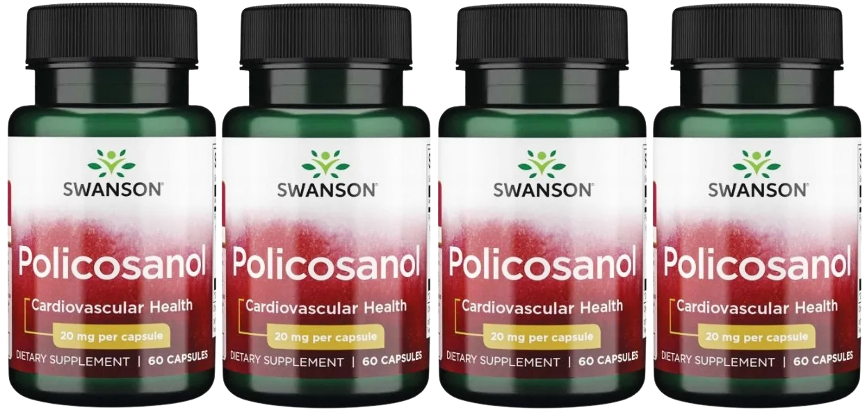 Поликозанол Swanson BioCosanol 20 мг, для сердца и сосудов, 4 упаковки по 60 капсул