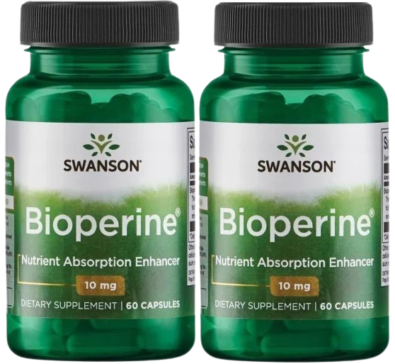 Экстракт чёрного перца Swanson Bioperine, 10 мг, 2 упаковки по 60 капсул