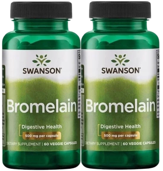 Бромелайн Swanson Bromelain, фермент из ананаса, растительные капсулы, 2 упаковки по 60 шт