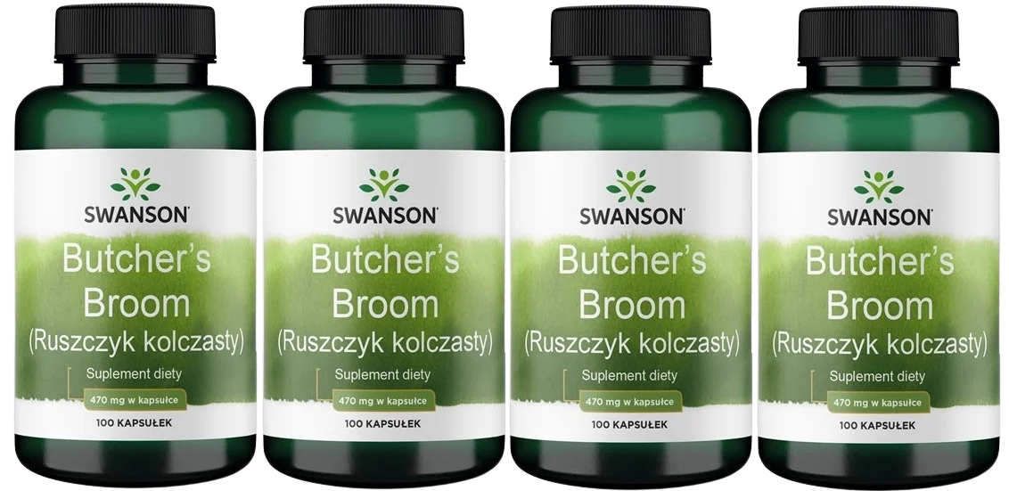 Иглица Swanson Butcher's Broom 470 мг, для вен и кровообращения, 4 упаковки по 100 капсул