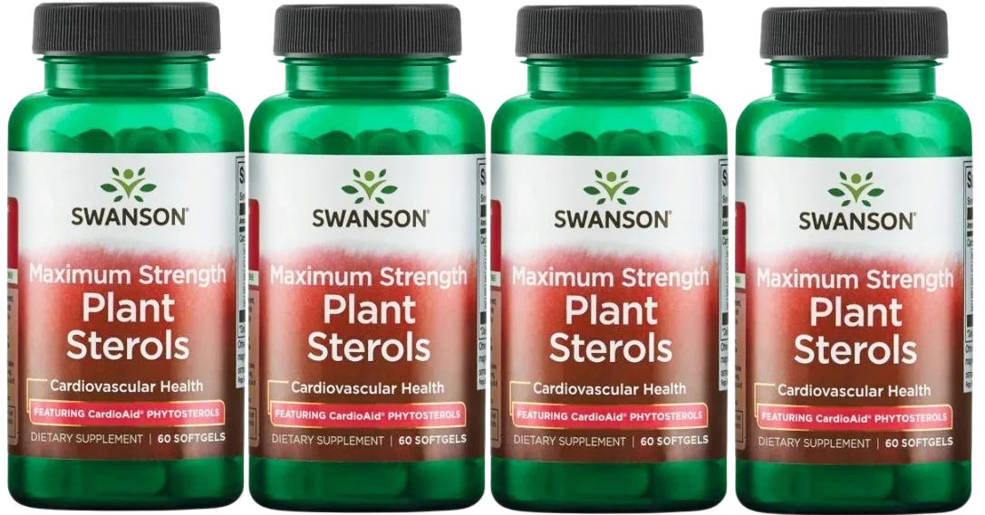 Фитостеролы Swanson Plant Sterols, растительные стеролы, мягкие капсулы, 4 упаковки по 60 капсул