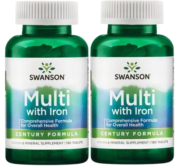 Мультивитамины с железом Swanson Multi with Iron Century Formula, 2 упаковки по 130 таблеток