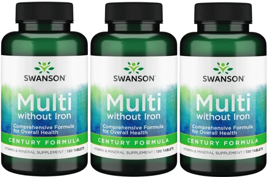 Мультивитамины Swanson Multi without Iron Century Formula, без железа, таблетки, 3 упаковки по 130 таблеток