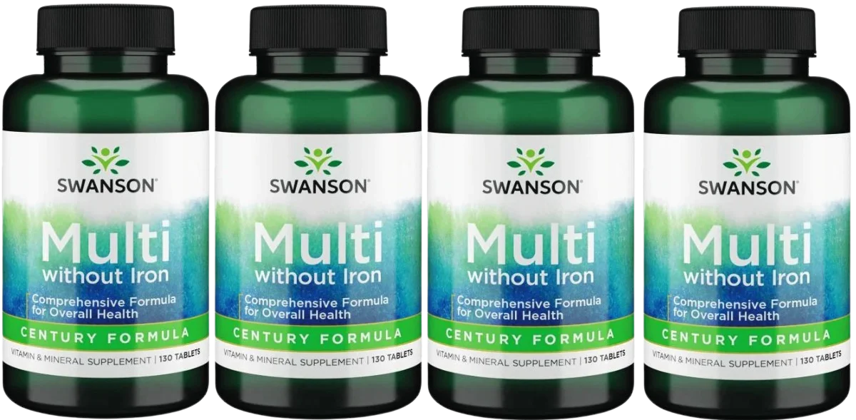 Мультивитамины Swanson Multi without Iron Century Formula, без железа, таблетки, 4 упаковки по 130 таблеток
