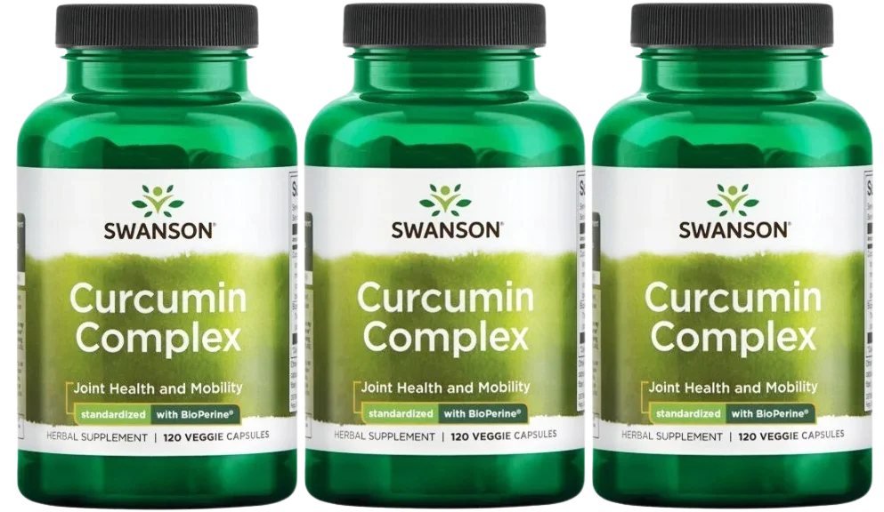 Куркумин Swanson Curcumin Complex 350 мг, с чёрным перцем, для суставов, 3 упаковки по 120 капсул