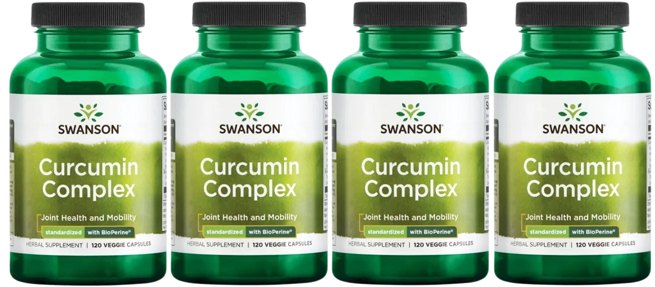 Куркумин Swanson Curcumin Complex 350 мг, растительные капсулы, 4 упаковки по 120 капсул