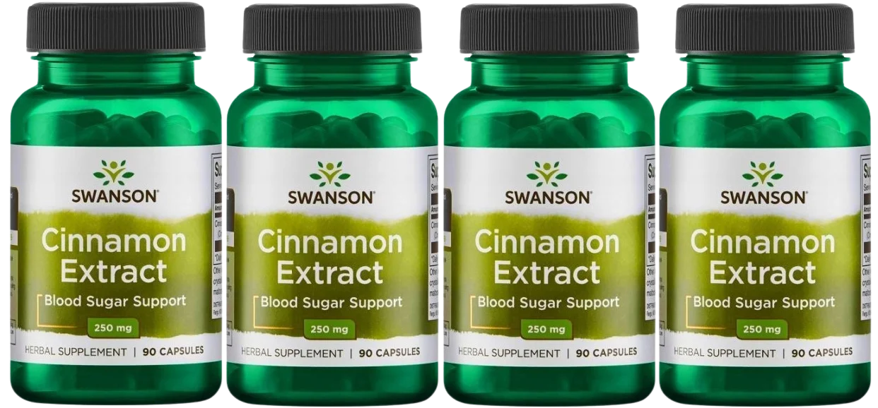 Экстракт корицы Swanson Cinnamon Extract, для пищеварения, 4 упаковки по 90 капсул