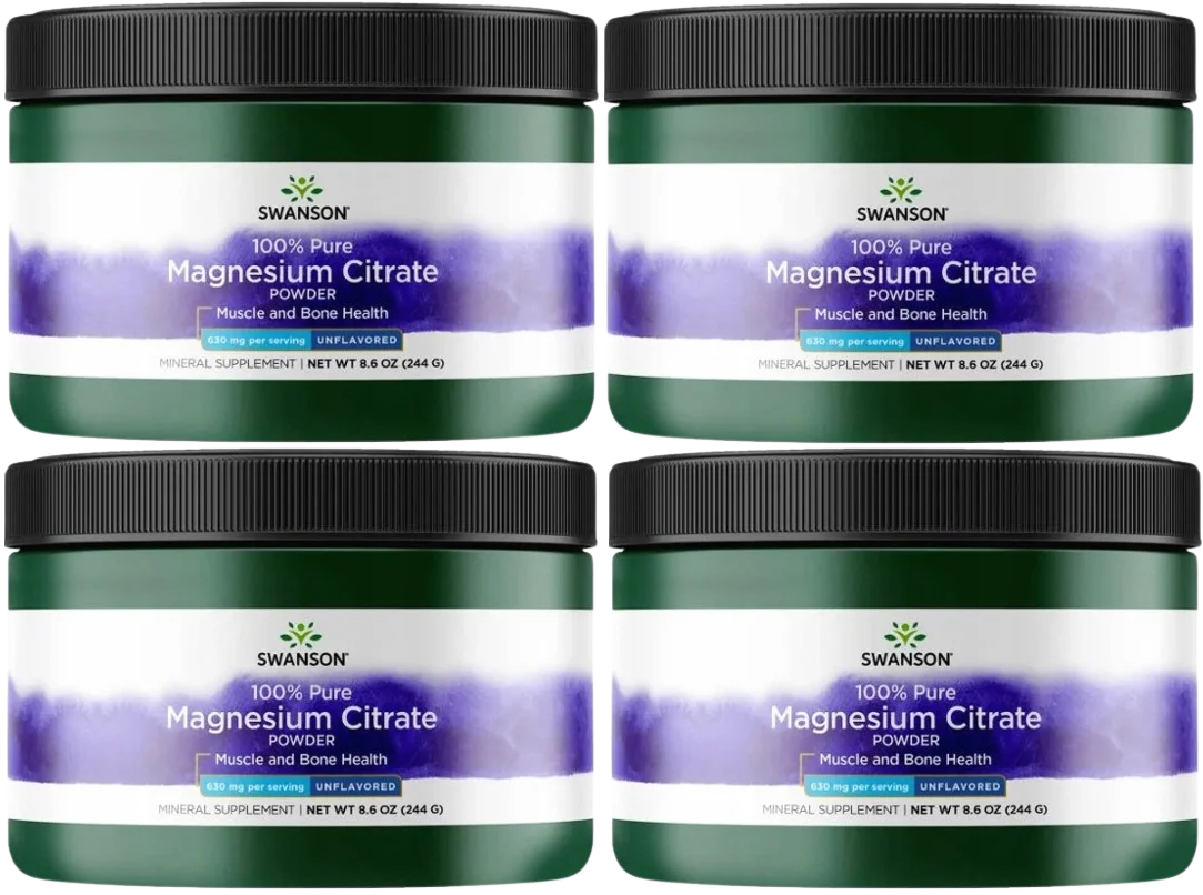 Цитрат магния в порошке Swanson Magnesium Citrate Powder, 4 упаковки по 244 г