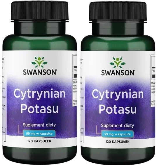 Калий Swanson Potassium Citrate, цитрат калия, 2 упаковки по 120 капсул