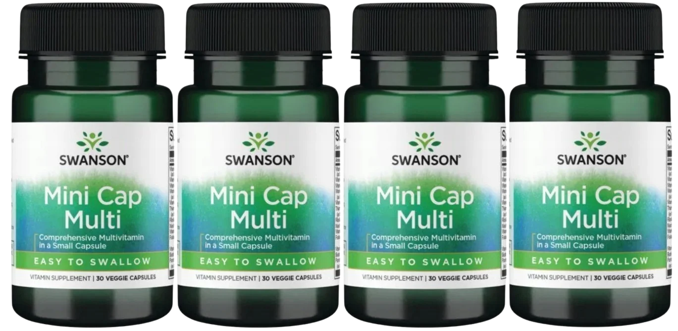Мультивитамины Swanson Mini Cap Multi Daily Multi-Vitamin, растительные капсулы, 4 упаковки по 30 капсул