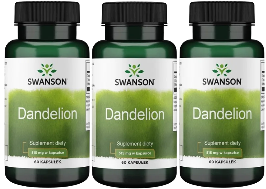 Одуванчик Swanson Dandelion 515 мг, корень, для печени и пищеварения, 3 упаковки по 60 капсул