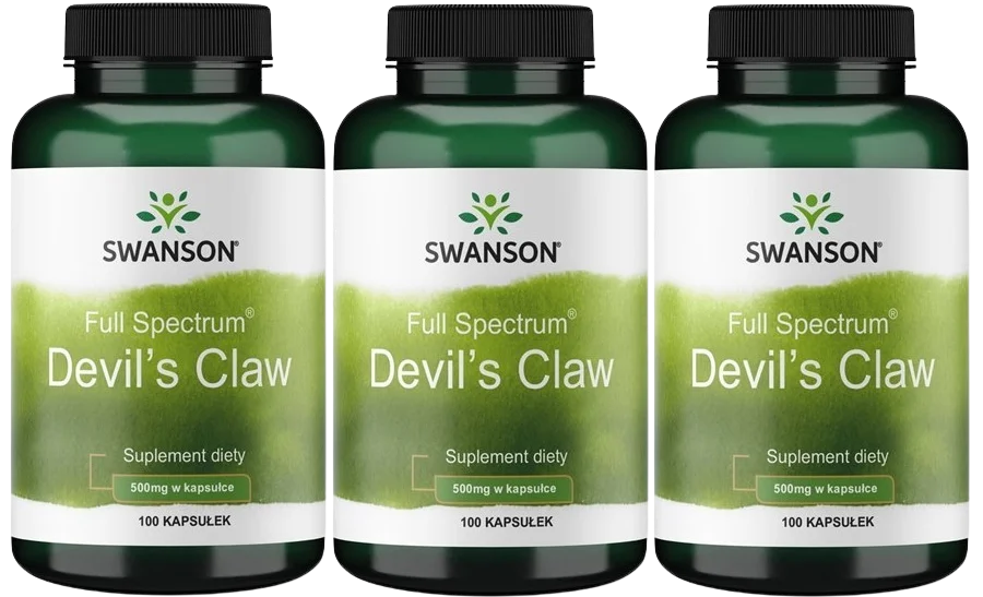 Чёртов коготь Swanson Devil's Claw 500 мг, для суставов и мышц, 3 упаковки по 100 капсул