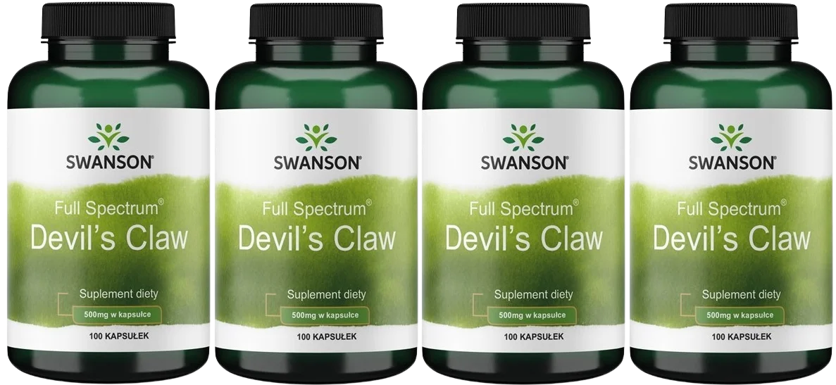 Чёртов коготь Swanson Devil's Claw 500 мг, для суставов, 4 упаковки по 100 капсул