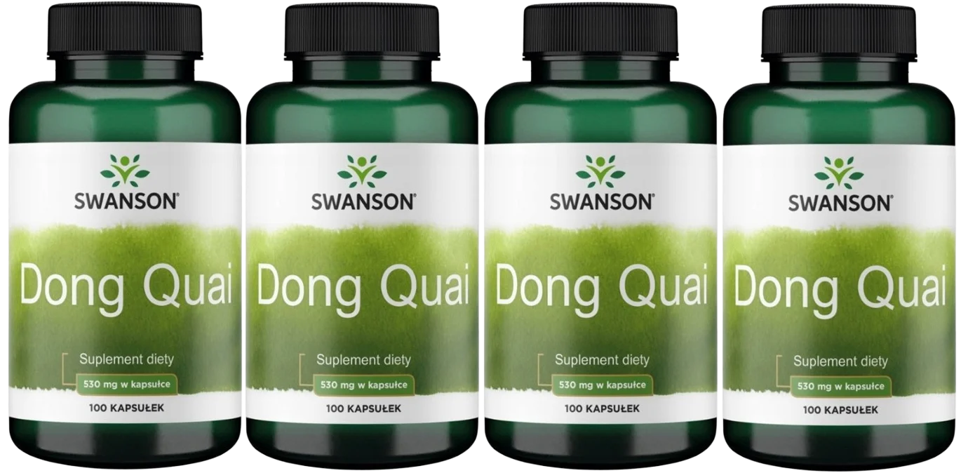 Дон квай Swanson Full Spectrum Dong Quai 530 мг, дудник китайский, для женщин, 4 упаковки по 100 капсул
