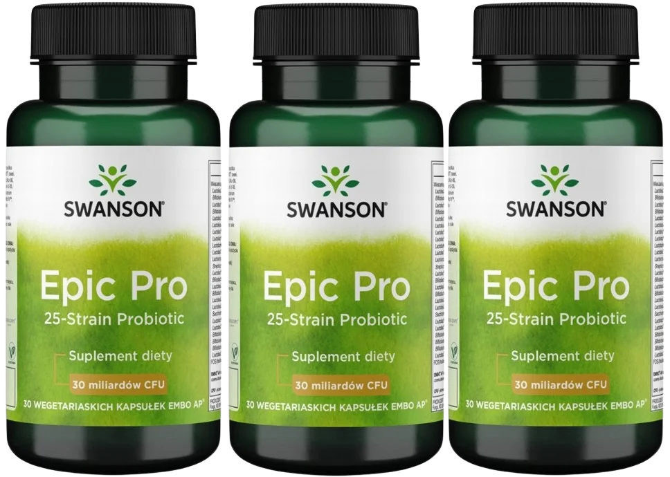 Пробиотик Swanson Epic Pro 25 Strain Probiotic, 25 штаммов, с ФОС, 3 упаковки по 30 капсул
