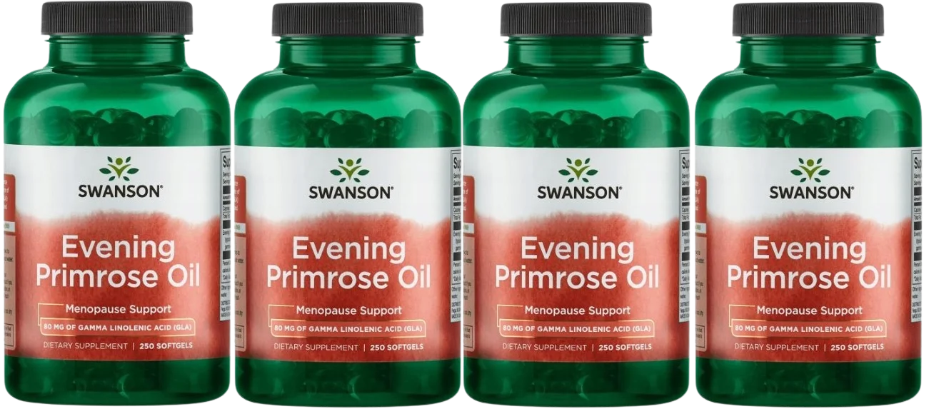 Масло примулы вечерней Swanson Evening Primrose Oil 500 мг, гелевые капсулы, 4 упаковки по 250 капсул