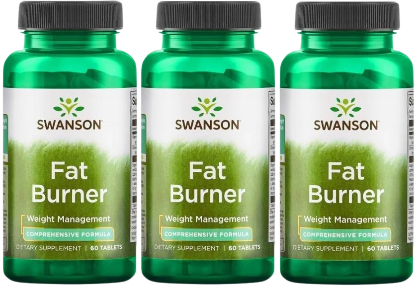 Жиросжигатель Swanson Fat Burner, хром, холин и L-карнитин, таблетки, 3 упаковки по 60 таблеток