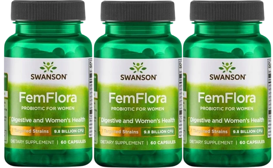Пробиотик для женщин Swanson Femflora, лактобактерии, 3 упаковки по 60 капсул