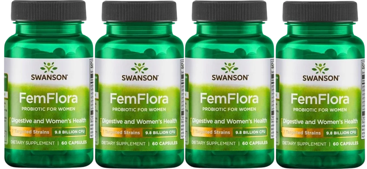 Пробиотик Swanson Femflora, для женщин, 4 упаковки по 60 капсул