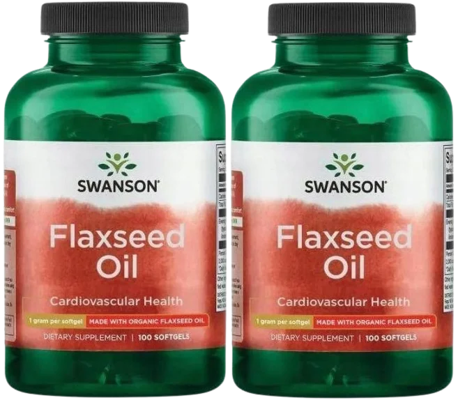 Льняное масло Swanson Flaxseed Oil, 1000 мг, 2 упаковки по 100 капсул