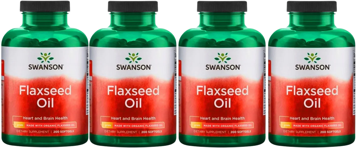 Льняное масло Swanson Flaxseed Oil 1000 мг, 4 упаковки по 200 капсул