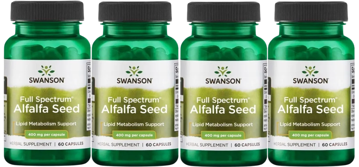 Люцерна Swanson Full Spectrum Alfalfa Seed 400 мг, семена, для пищеварения, 3 упаковки по 60 капсул