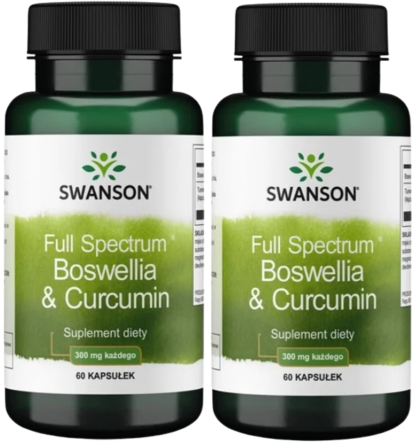 Босвеллия и куркума Swanson Full Spectrum Boswellia & Curcumin, для суставов, 2 упаковки по 60 капсул