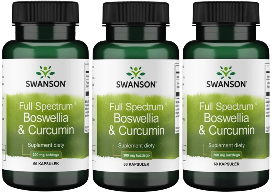 Босвеллия и куркума Swanson Full Spectrum Boswellia & Curcumin, для суставов, 3 упаковки по 60 капсул
