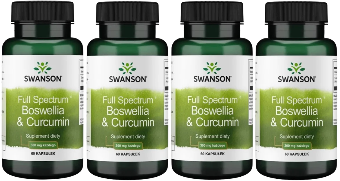 Босвеллия и куркума Swanson Full Spectrum Boswellia & Curcumin, для суставов, 4 упаковки по 60 капсул