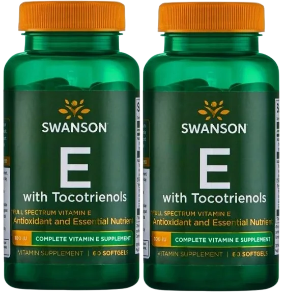 Витамин E Swanson Vitamin E with Tocotrienols, с токотриенолами, мягкие капсулы, 2 упаковки по 60 шт
