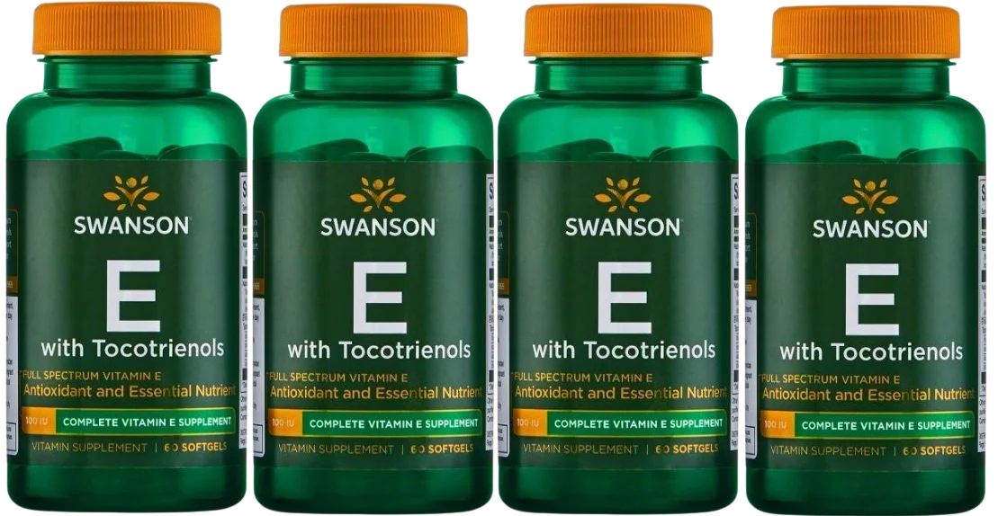 Витамин E Swanson E with Tocotrienols, с токотриенолами, гелевые капсулы, 4 упаковки по 60 капсул