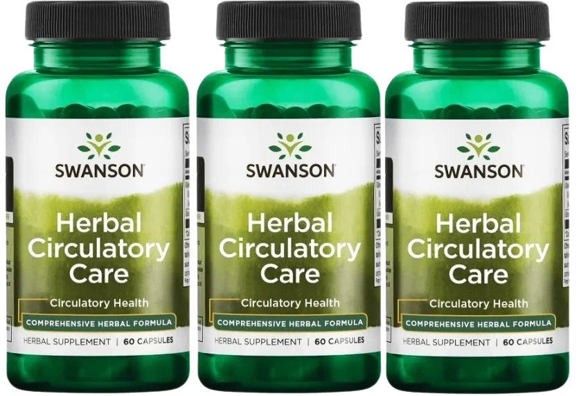 Комплекс для сосудов Swanson Herbal Circulatory Care, иглица, боярышник и гесперидин, 3 упаковки по 60 капсул