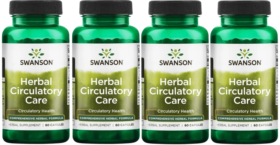Комплекс для сосудов Swanson Herbal Circulatory Care, иглица и боярышник, 4 упаковки по 60 капсул