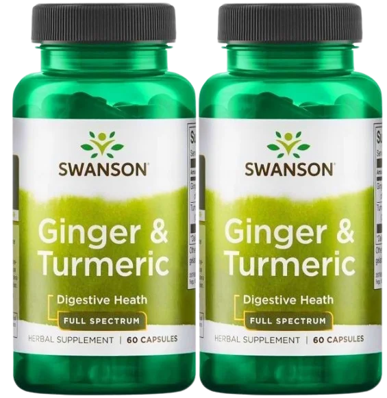 Имбирь и куркума Swanson Ginger & Turmeric, 2 упаковки по 60 капсул