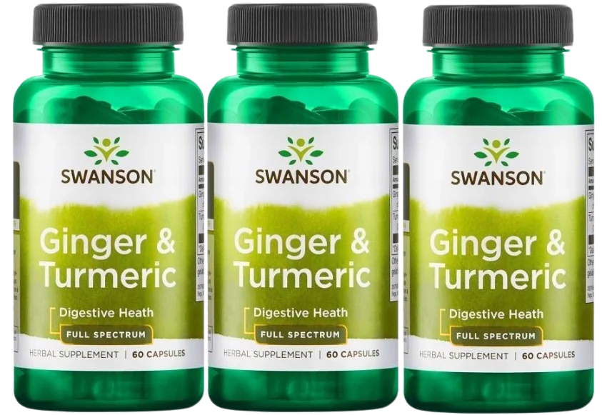 Имбирь и куркума Swanson Ginger & Turmeric, для суставов, 3 упаковки по 60 капсул