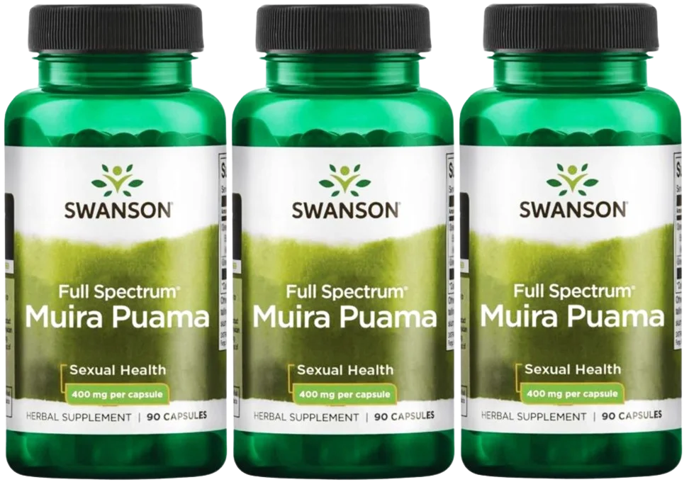 Муира пуама Swanson Full Spectrum Muira Puama 400 мг, энергия и либидо, 3 упаковки по 90 капсул