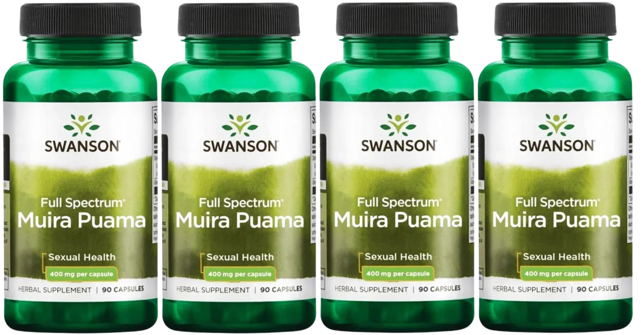 Муира пуама Swanson Full Spectrum Muira Puama 400 мг, энергия, 4 упаковки по 90 капсул