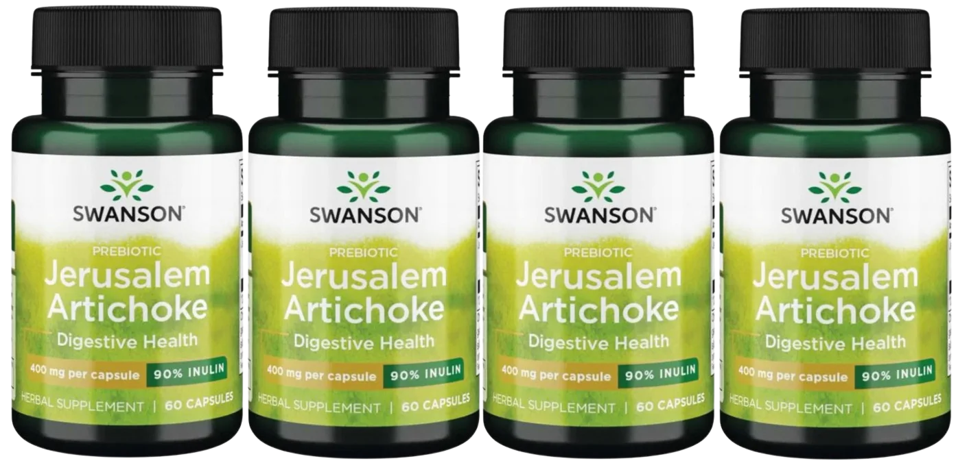 Топинамбур Swanson Full Spectrum Jerusalem Artichoke 400 мг, инулин, 4 упаковки по 60 капсул