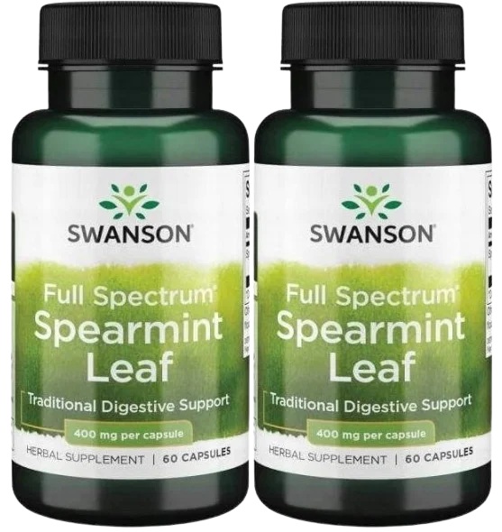 Мята курчавая Swanson Full Spectrum Spearmint Leaf, 400 мг, 2 упаковки по 60 капсул