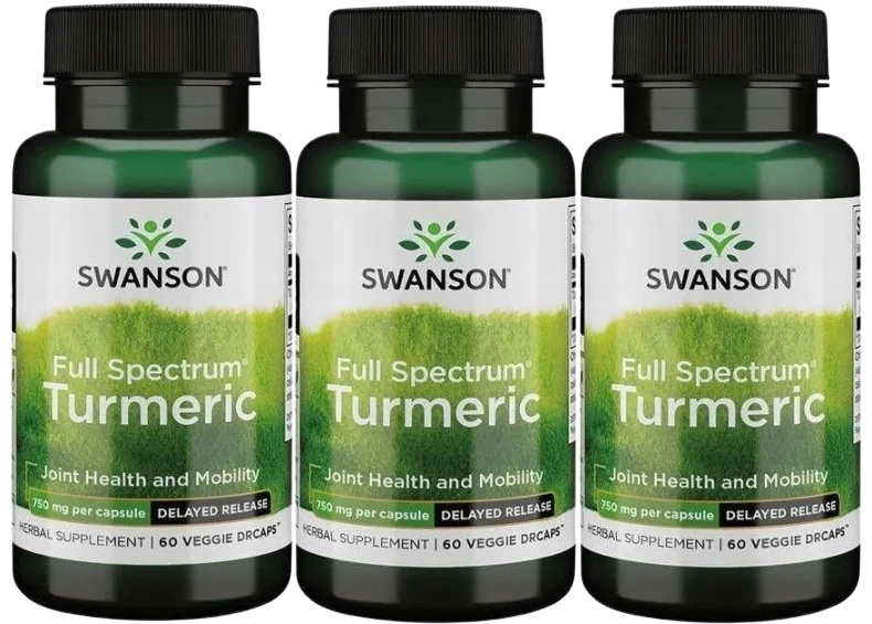 Куркума Swanson Full Spectrum Turmeric 750 мг, замедленное высвобождение, 3 упаковки по 60 капсул