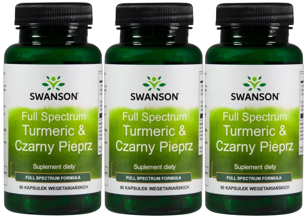 Куркума с чёрным перцем Swanson Full Spectrum Turmeric & Black Pepper 600 мг, 3 упаковки по 60 капсул